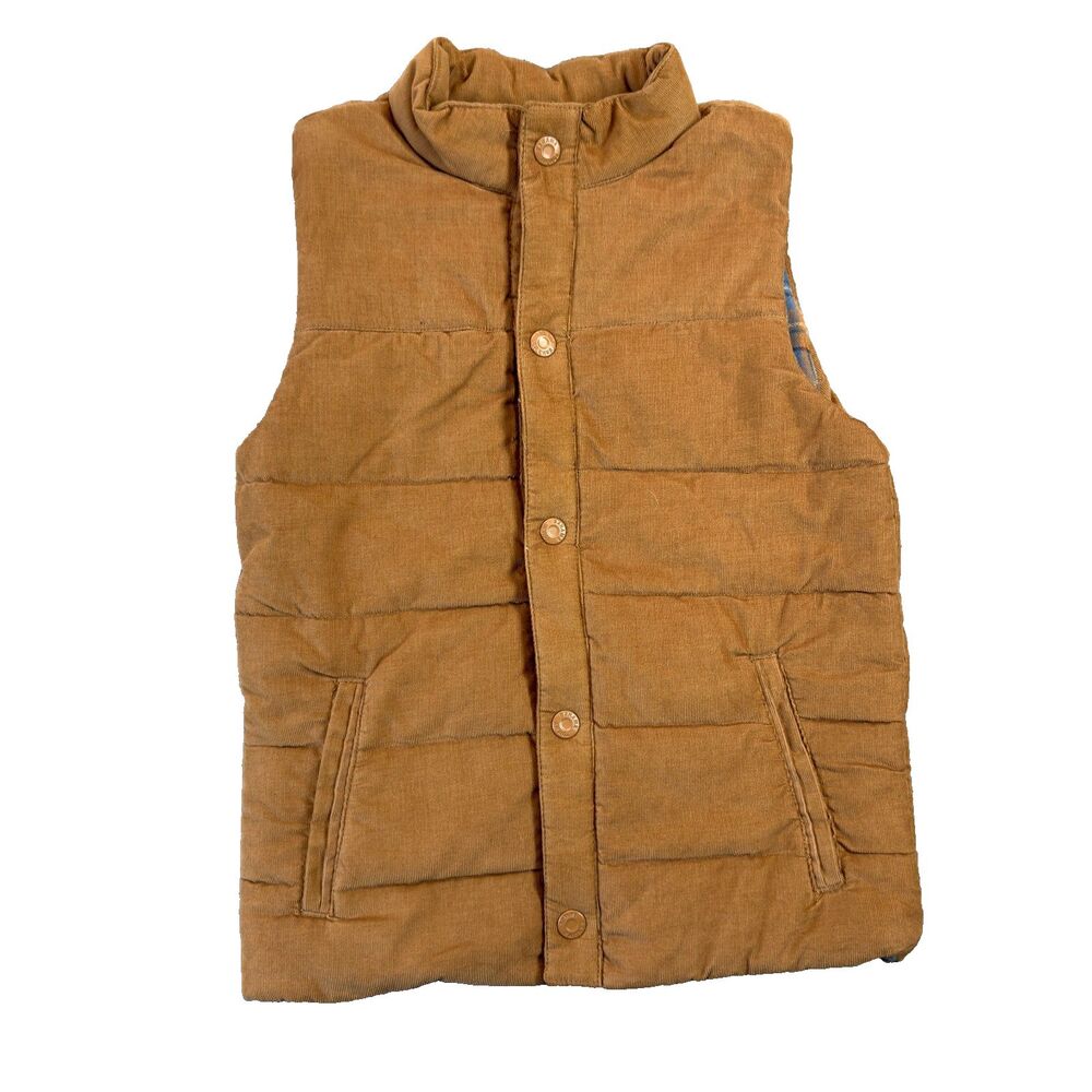 Tommy Bahama Vest Boys Medium 7/8 Brown Corduroy Outdoor Flannel Lined Preppy